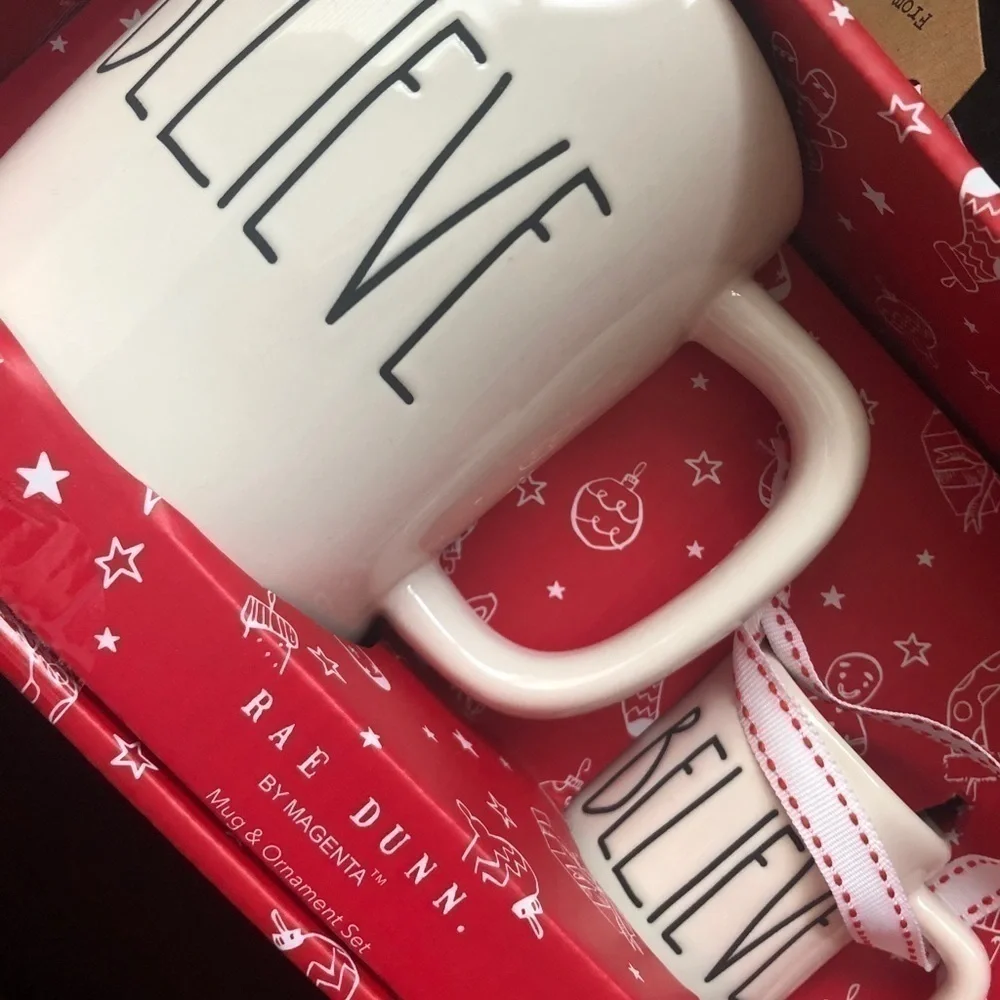 RAE Dunn Believe Mug and Ornament Set